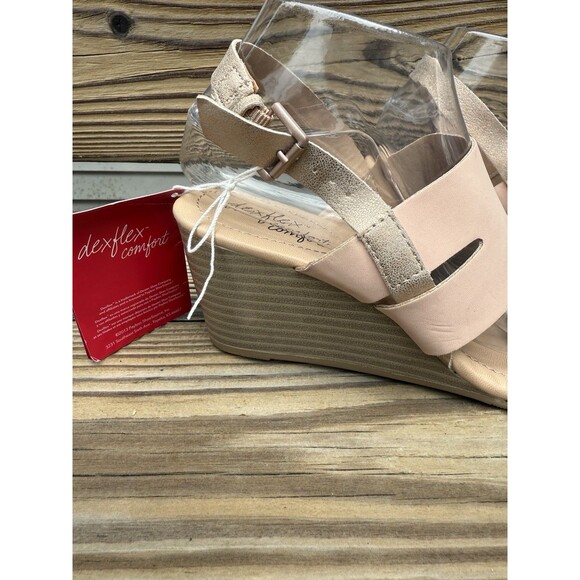 DexFlex by DEXTER Rose Gold Pink Slingback High Wedge Sandals US Sz 8M - Picture 4 of 6